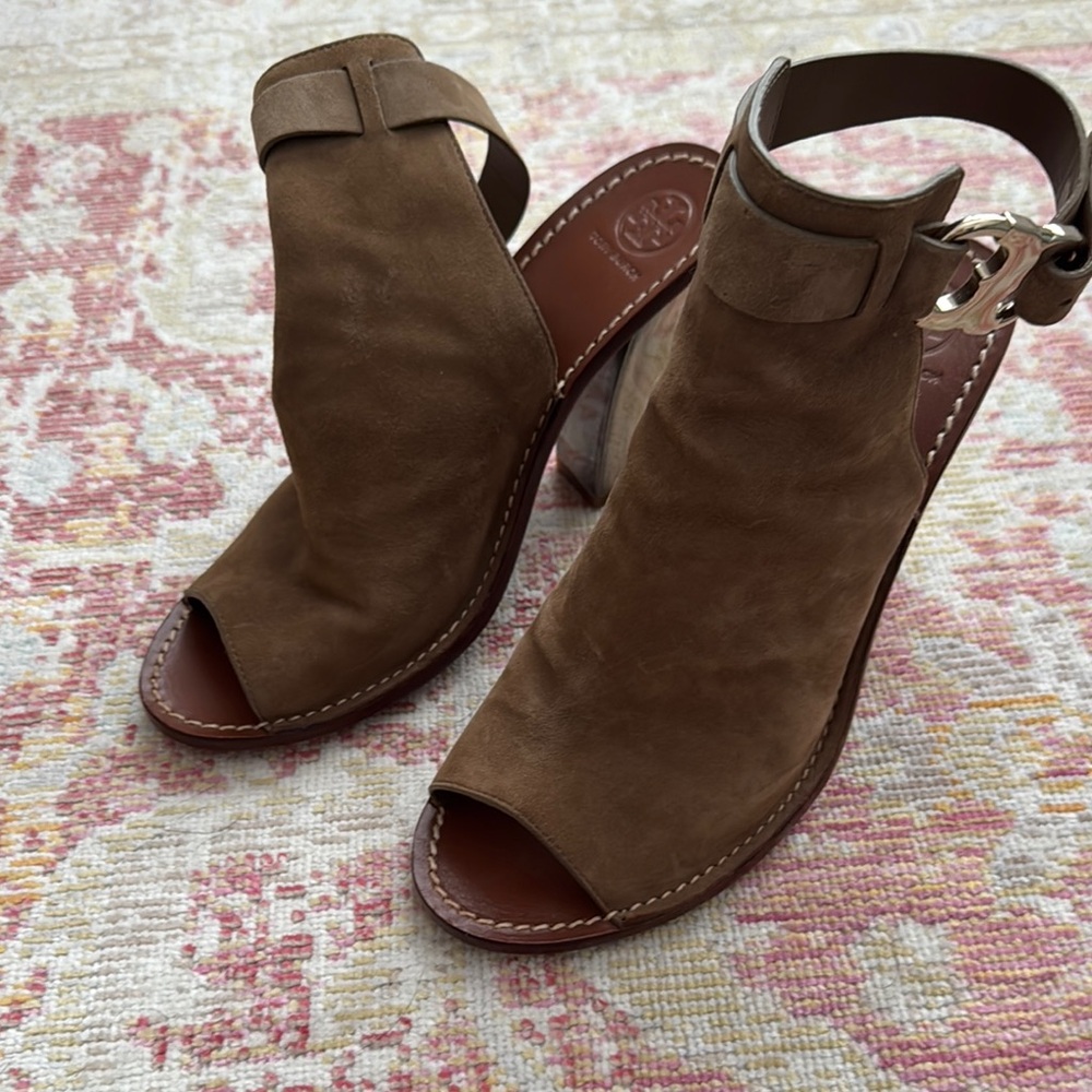 Tory Burch peep toe ankle booties